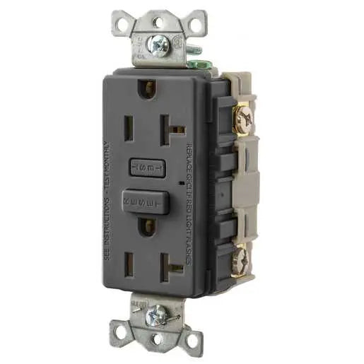 GFCI Receptacle 20A BLACK Hubbell-Pro Self-Test - HUBBELL GF20BK