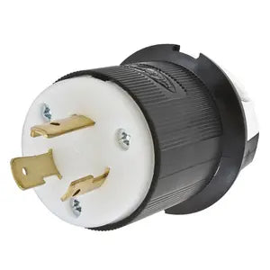 L6-20P Twist Lock Male Plug - BLACK & WHITE - HUBBELL HBL2321