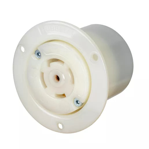 L21-30R Twist Lock Flanged Receptacle 30A 3Ph Wye120/208V AC 4P 5W - White - HBL2816ST