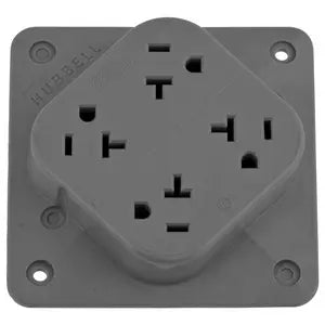 20A 4-IN-1 Receptacle BOX - GRAY - HUBBELL HBL420GY