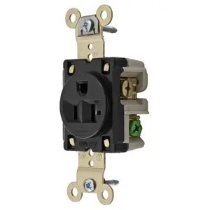 5-20R Straight Blade SINGLE Receptacle (F) - BLACK - HUBBELL HBL5361BK
