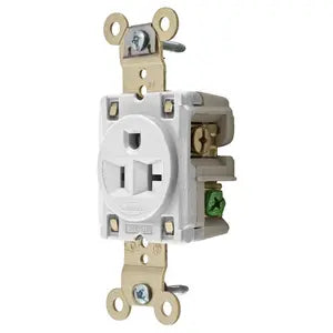5-20R Straight Blade SINGLE Receptacle (F) - WHITE - HUBBELL HBL5361W