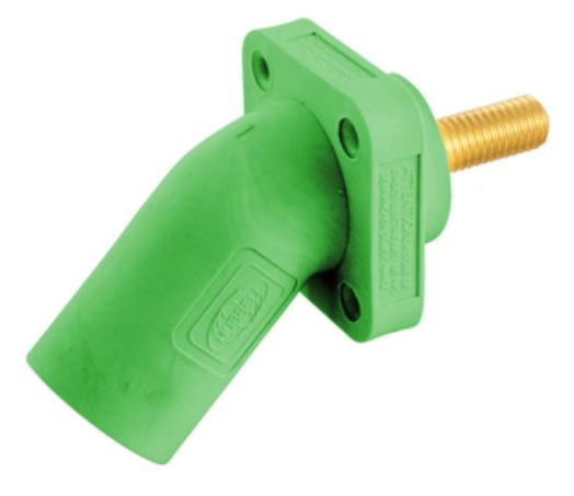 Single Pole 300/400A Series, Inlet, Angled, T Stud, GREEN HUBBELL - HBLMRASGN