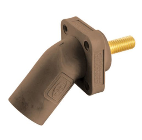 Single Pole 300/400A Series, Inlet, Angled, T Stud, Brown HUBBELL - HBLMRASBN