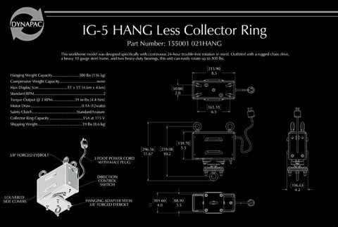 IG-5 - 2 RPM Hanging Rotator LESS Collector Ring - 155001 021HANG
