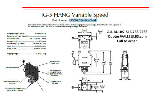 IG-5 Hanging Unit DMX Variable Speed 0-2 RPM FRAME 3 Ring 155001 32A DMX HANGVAR 155001 02A DMX HANGVAR