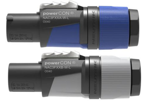 PowerCon-L GREY (M) to PowerCon-L Blue (F) SO12, 150 ft - X150-POWER-SO12