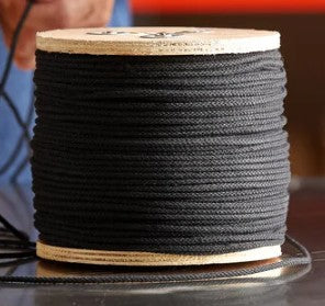Tie Line 1/8" BLACK #4 UnGLAZED - 600 ft - TL-600-blk-unglazed