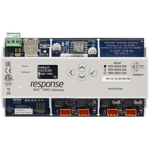 RSN-DMX2-DIN - Response Mk2 Two-port DMX/RDM DIN rail mounted gateway - ETC 4268A1242