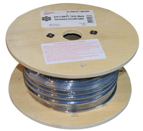 3/16 X 500 FT, 7X19 Hot Dip Galvanized Steel Cable 2G9187-00500