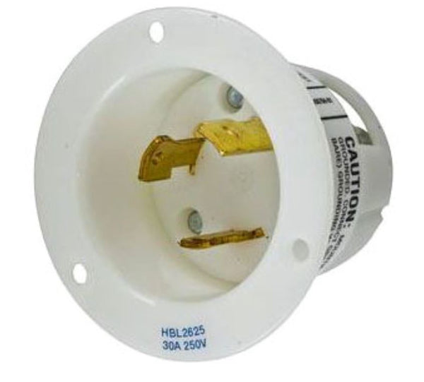 L6-30 MALE FLANGED INLET WHITE  - HUBBELL - HBL2625