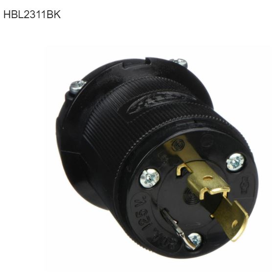 HBL2311BK  Twist Lock Hubbell L5-20 ILM Black